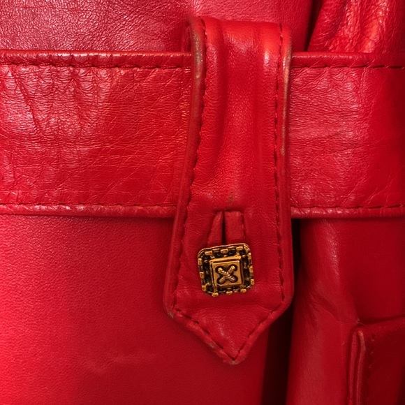 Vintage Cherry Red Leather Coat - Picture 6 of 8